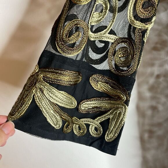 Parsley and Sage rare Soutache Black and gold sheer jacket size medium - Picture 6 of 6